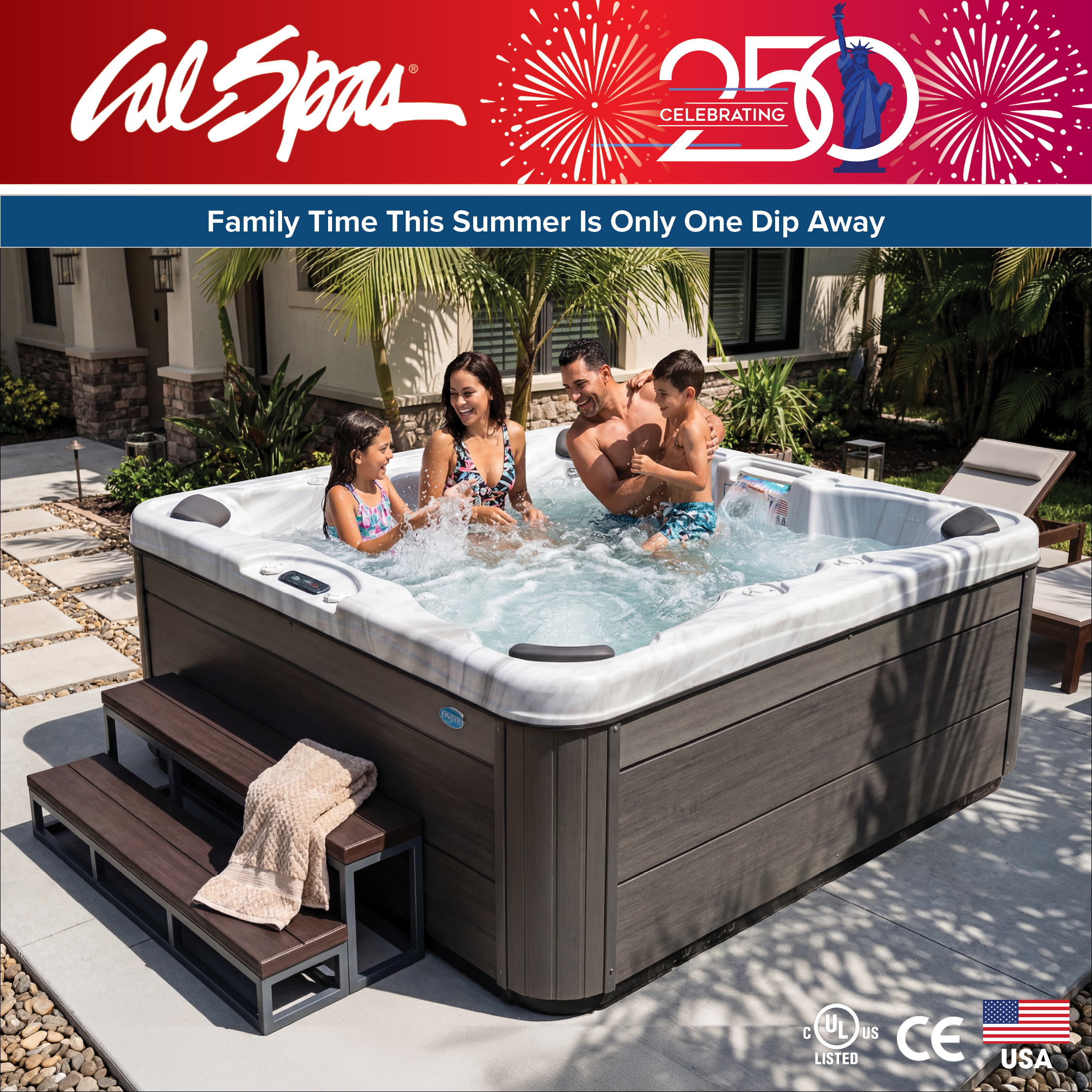 Calspas hot tub being used in a family setting - Vallejo